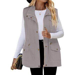 Beyove Womens Lightweight Sleeveless Military Anorak Cargo Vest No Hood